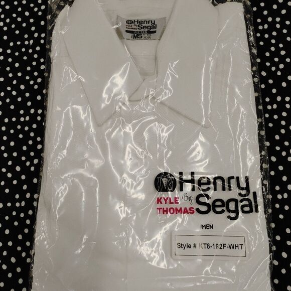 HENRY SEGAL WHITE FITTED MICROFIBER LAY DOWN COLLAR DRESS SHIRT. - Picture 4 of 4